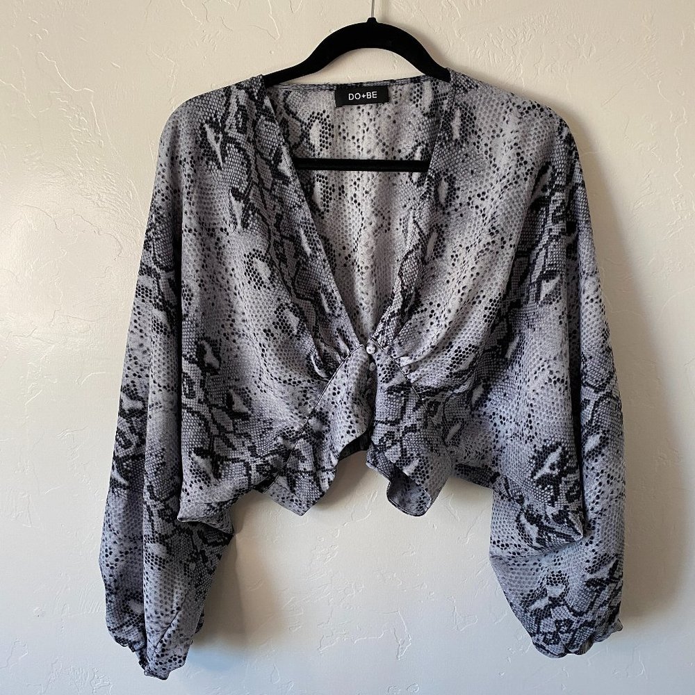 DO+BE Collection Snake Plunging Dolman Sleeve Top